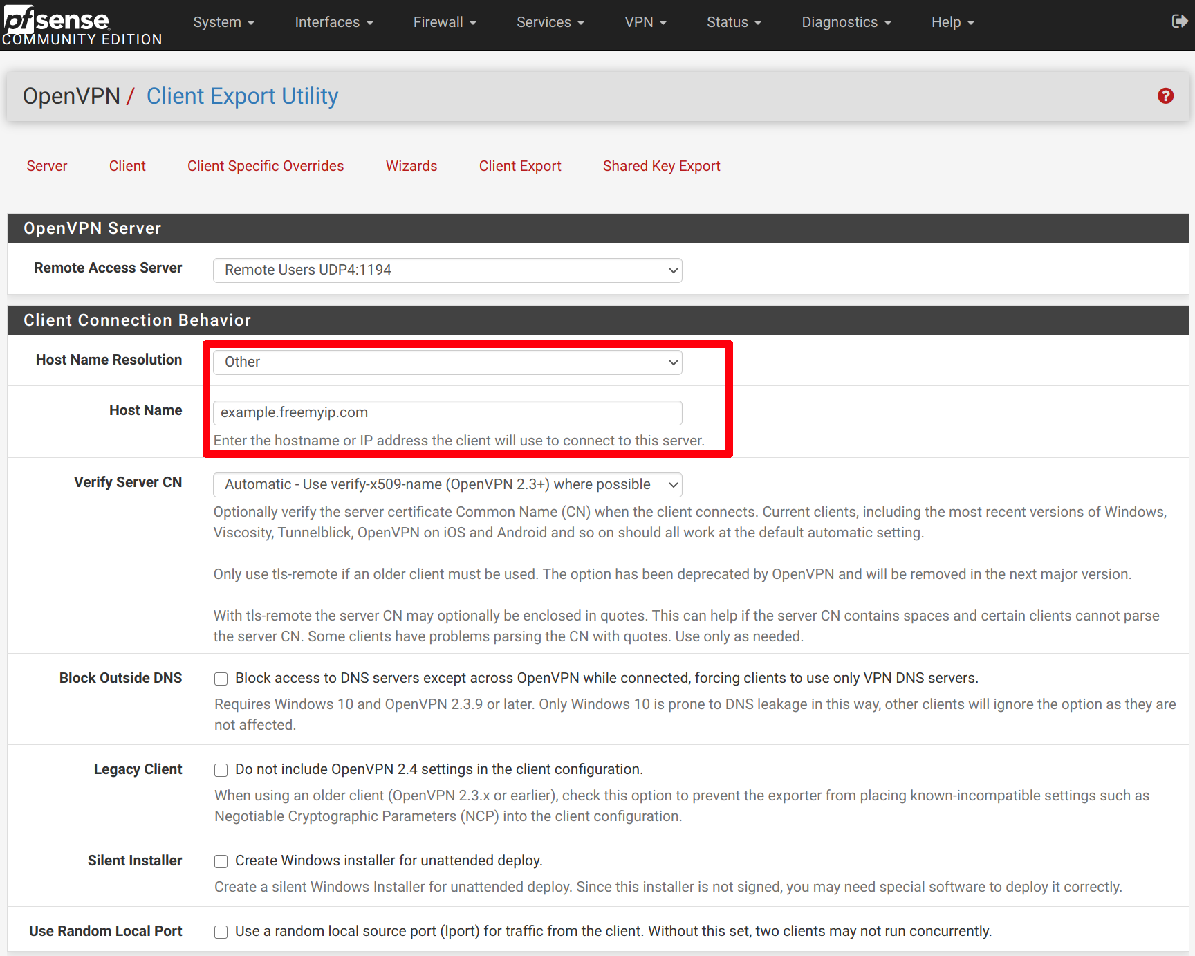 Remote VPN Server with pfSense and a Dynamic IP Address